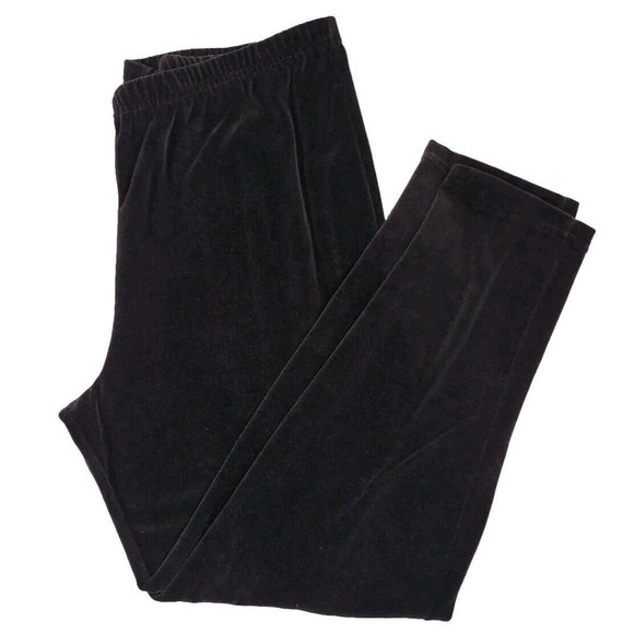 Velour Jogger Pants Black Pull On Elastic Waist Size L Vintage Liz claiborne - Picture 1 of 12